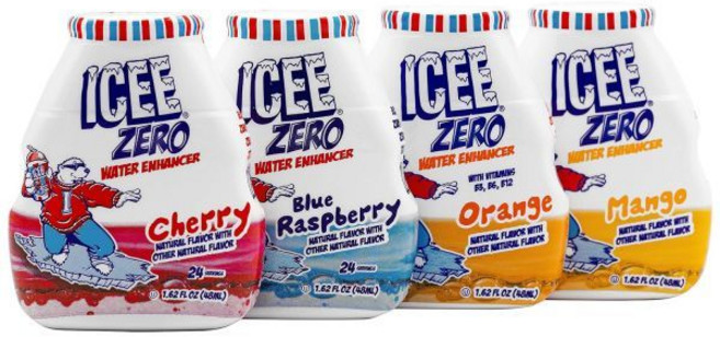 ICEE 제로 칼로리 체리 블루 라즈베리 오렌지 망고 액상 워터 인핸서 음료 믹스 자연 향료 무설탕 1.62 플로리드 온스 농축액 48ml - 4종 궁극적 다양성 팩, 1개