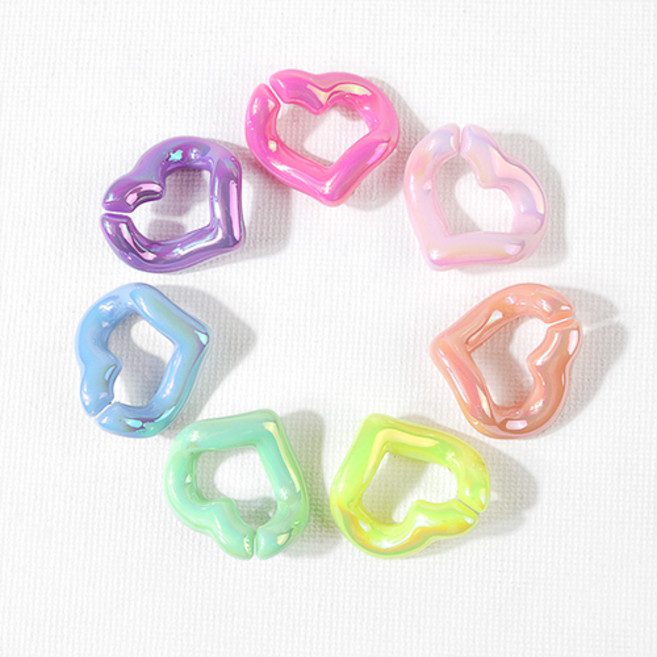 비즈아이 [6623-02]아크릴체인 하트 21x19mm 오로라 1개