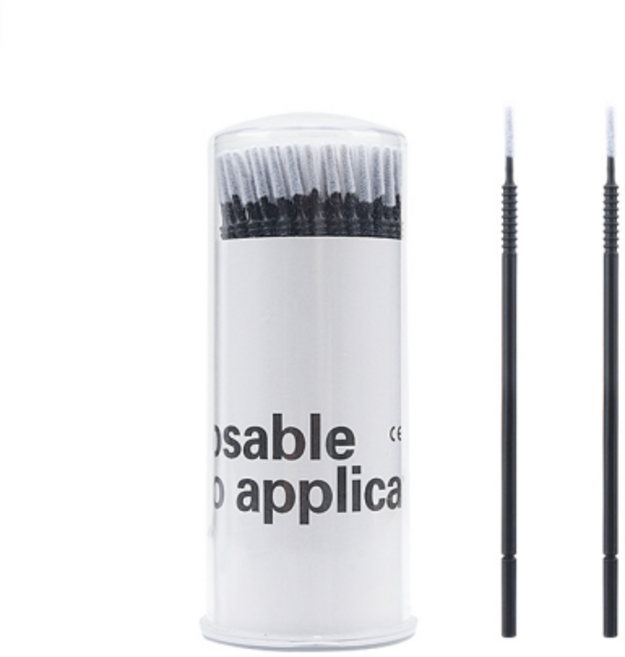 리얼뷰티 원터치 케이스 롱헤드 마이크로 면봉 브러쉬, 블랙, 4개, 100개입