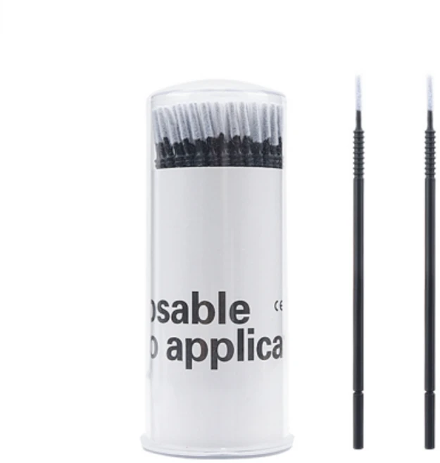 리얼뷰티 원터치 케이스 롱헤드 마이크로 면봉 브러쉬, 블랙, 4개, 100개입 - 쿠팡