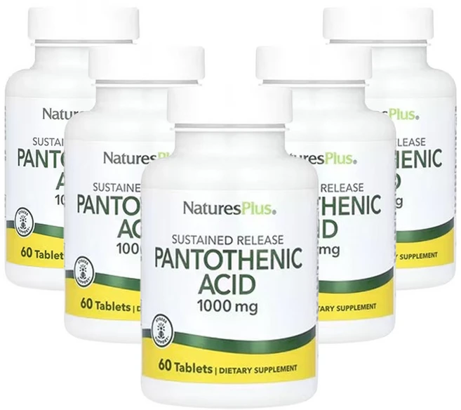 네이쳐스 플러스 서스테인드 릴리즈 판토텐산 1000mg 60타블렛, 5개, 60정 - 쿠팡