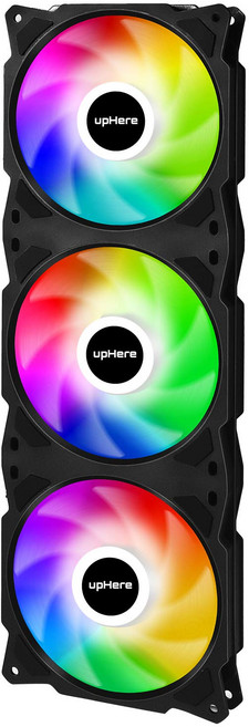 upHere PC LED PWM 4PIN 36012025mm[PF360CF4] 케이스 팬 x3기 무지개색 커넥터 3연형, 1개