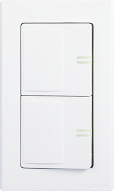 일신 와이드 조명 스위치2구 1P (벌크)16A야광 전등, 1개