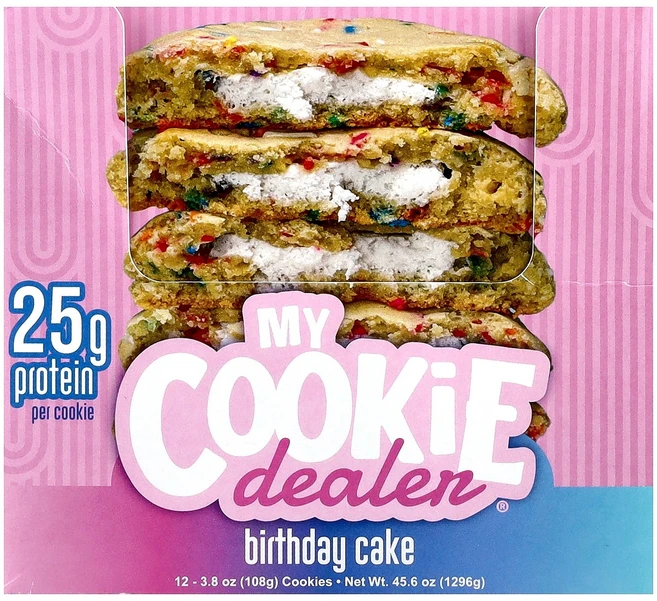 My Cookie Dealer Protein 프로틴 쿠키 생일 케이크 쿠키 12개 개당 108g(3.8oz) Protein (마이 딜러 프로틴), My Cookie Dealer Protein 프로틴 쿠, 108g, 1 - 쿠팡