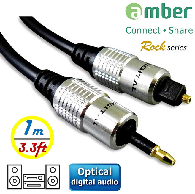 amber S/PDIF光纖數位音訊傳輸線 mini Toslink (3.5mm) to Toslink 1米, 1個
