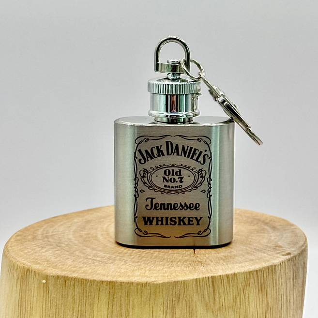 [무료각인]힙 플라스크 키링 휴대용 술병 위스키 플라스크 키홀더, 1개, 실버