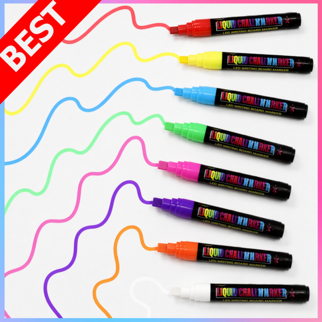 그린델 윈도우마카 블랙보드 화이트보드 형광 보드마카 8색, 8개입 1SET