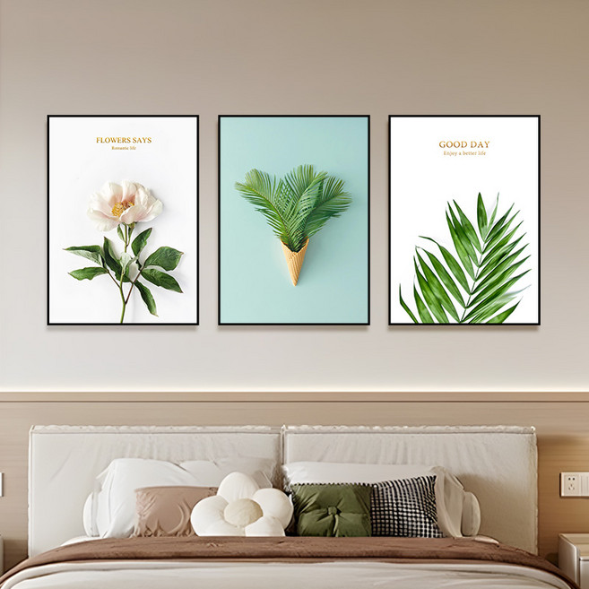 스피세프 이쁜 거실 인테리어그림 거실벽 꾸미기 그림 3종세트, 흰색 꽃 한 송이