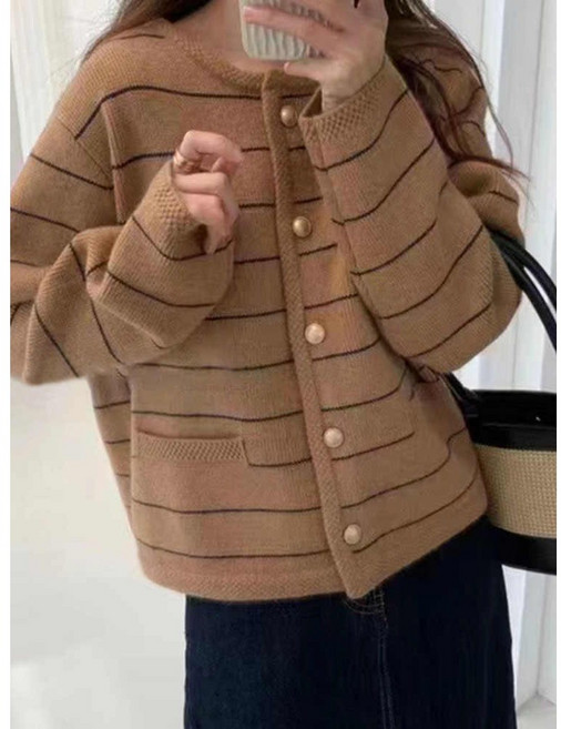 제이씨엠 여성용 봄 가을 겨울 간절기 스트라이프 니트 자켓 가디건 JCM217