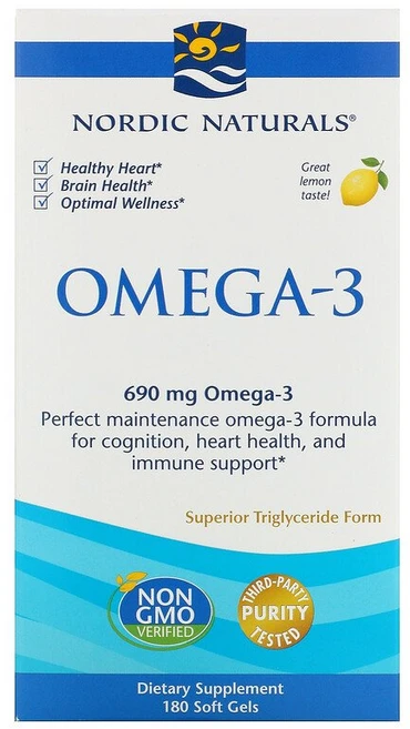 노르딕내츄럴스 오메가 3 690mg 레몬 소프트 젤, 180정, 1개 - 쿠팡