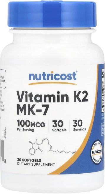 Nutricost 비타민K2 MK-7 100mcg 소프트젤 30정, Nutricost비타민K2MK7100mcg소프트젤30정, 1개 - 쿠팡