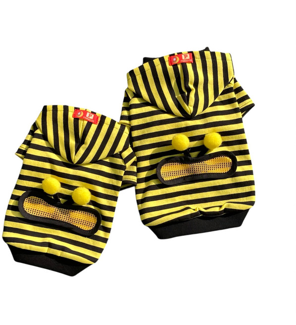 멜럿 강아지 고양이 꿀벌 윙윙윙 후드티셔츠 XS-4XL, 1개, 노랑