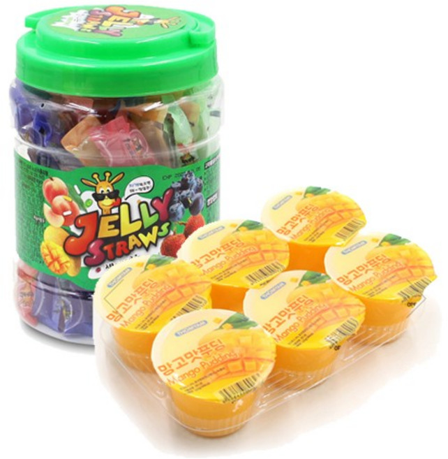 이호 편의점 간식 배달 얼려먹는 젤리 키즈웰 젤리스트로우 810g 똠얌 망고푸딩 110g, 1개