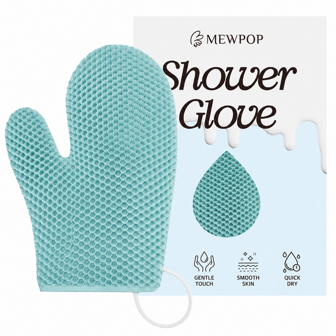 MEWPOP 벌집 샤워글러브 TPU 바디케어 스크럽 목욕타올 샤워장갑, 1개, 1개입, 민트그린