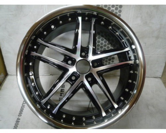 FK 鋁圈 S824B 18吋 5/120 亮黑底車面邊包白鐵, 1個