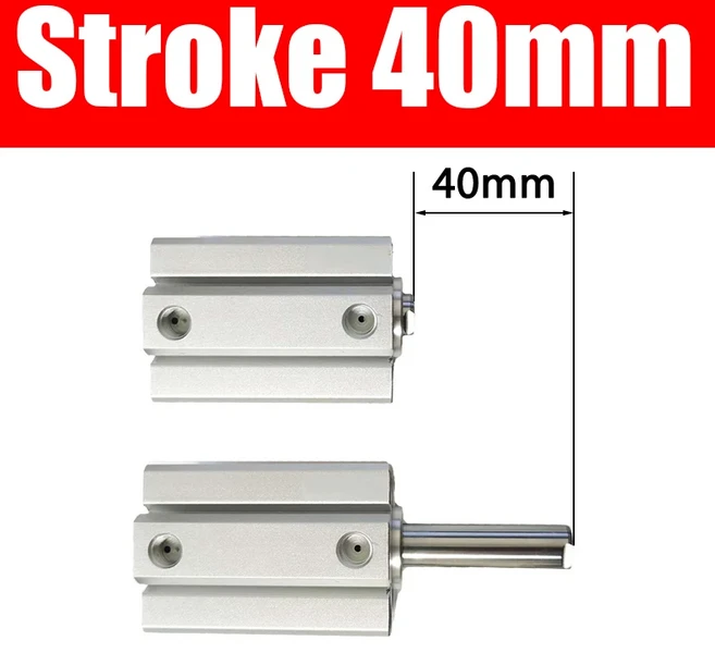 SDA16 20 100mm 보어 소형 얇은 공기 실린더 스트로크 더블 액션 알루미늄, 05 BORE 40mm, 01 Stroke 40mm