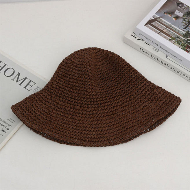 유어더메인 여름 여성 밀짚 라탄 벙거지 모자 버킷햇