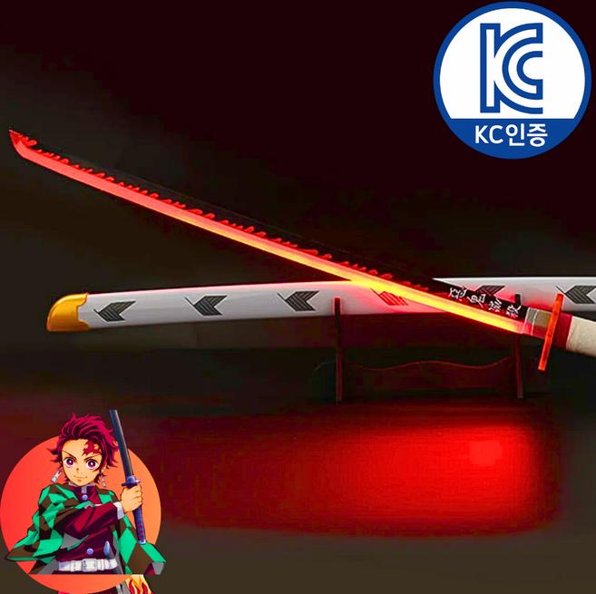 리베니 LED 카타나 귀멸의 칼날 검 장난감 칼 일륜도 귀칼 젠이츠 렌고쿠 탄지로 무이치로 기유 이노스케, 레드