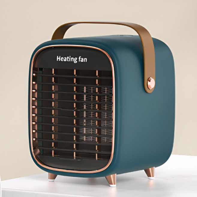 비바영 PCT 저소음 미니온풍기 책상 사무실 욕실 캠핑용 넘어지면 자동 전원차단 전기히터, 딥 그린