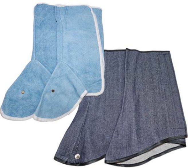 용접각반 가죽 청 용접보호구 찍찍이 발등 발목 덮개, 1개, 가죽각반