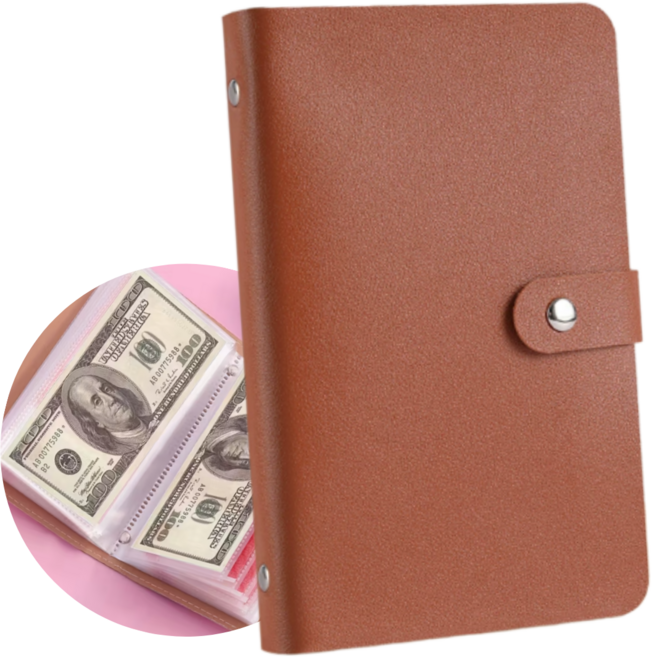 마루네 외국 지폐 수집 100장 앨범, 브라운, 1개, 50매