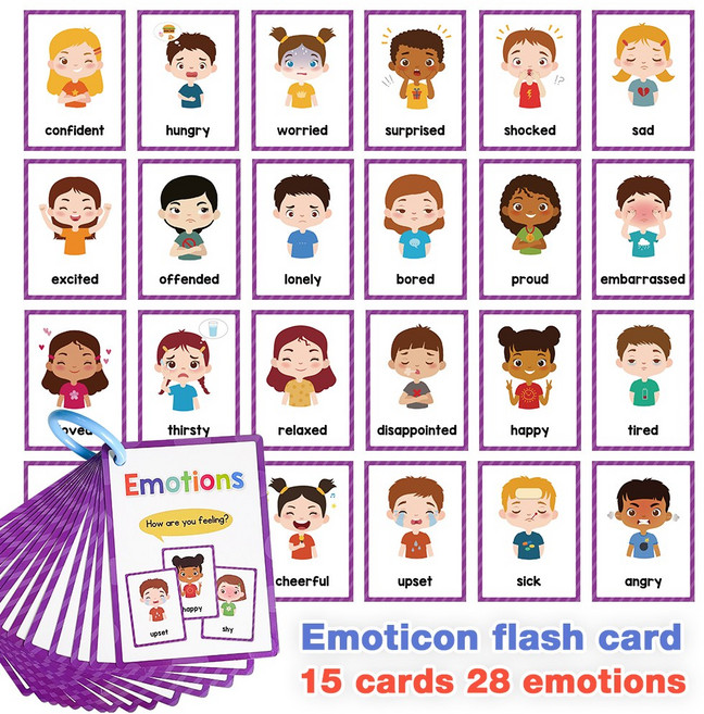 My Emotion 초등 영어학습카드 아이들 교육용 장난감 유아를 영어 플래시 카드, 15 Cards, 1개