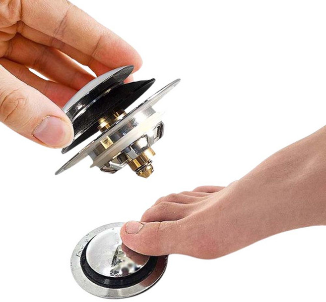 바스원 원터치 욕조 자동팝업 배수구 마개 뚜껑 욕조거름망 냄새차단 머리카락 거름망, 욕조자동팝업마개1개