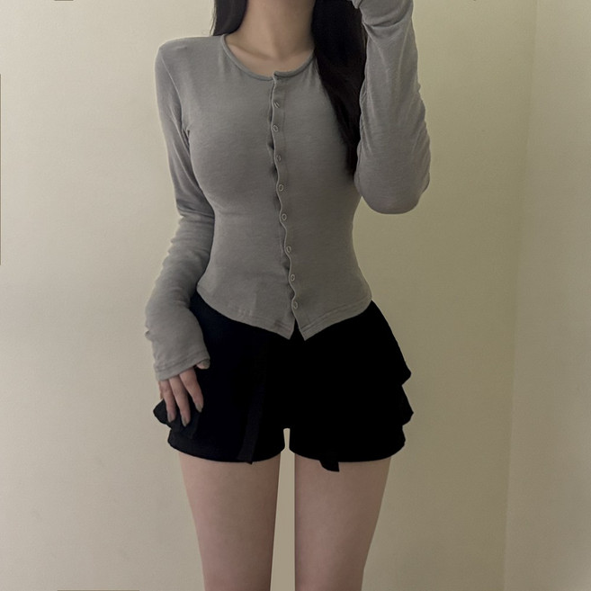 VANANA2 국내생산 스냅단추 글램핏 긴팔가디건
