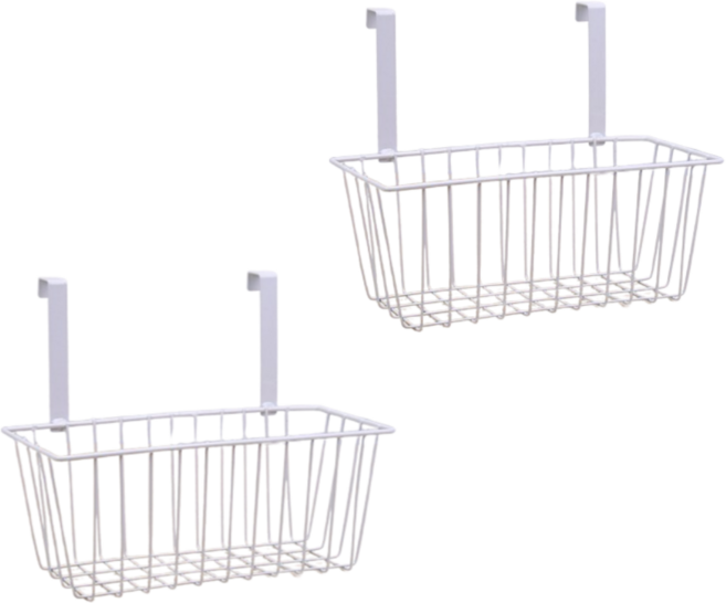 싱크대 창틀 무타공 걸이형 선반 수납바구니, 하얀색, 2개