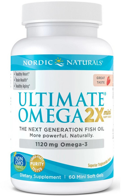 노르딕내츄럴 얼티메이트 오메가 2X 미니 1120mg 60 소프트젤 Nordic Naturals Ultimate Omega Mini 1120mg 60 softgels, 1개