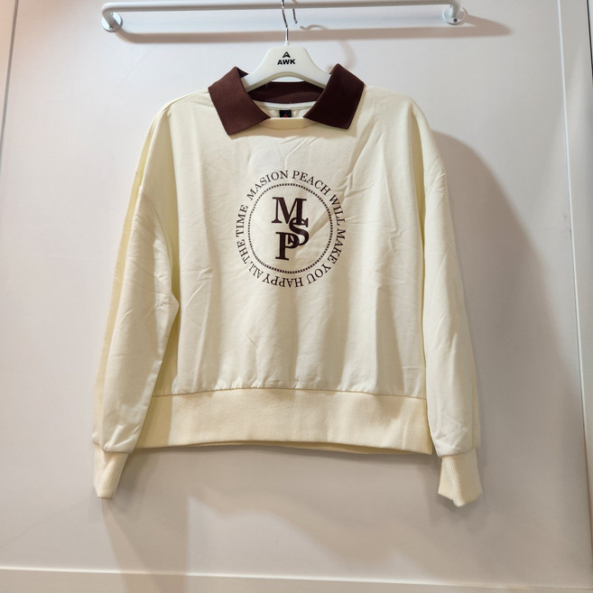 에어워크주니어#맨투맨 티셔츠#카라 맨투맨#깔끔한 스타일#아이보리 네이빌 카라 맨투맨#뉴코아 울산성남점#