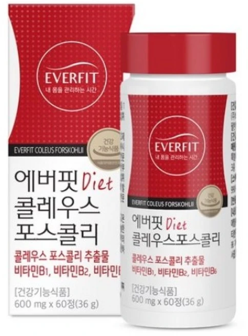 내츄럴플러스 에버핏 콜레우스 포스콜리 36g, 60정, 4개 - 쿠팡