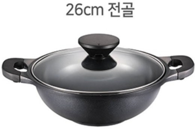 풍년 펄블랙 코팅 주물 IH 인덕션 26cm 전골냄비, 블랙, 1개