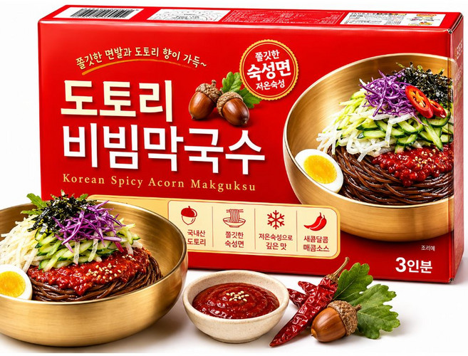 백제 일월풍면 도토리 비빔 막국수 메밀막국수 비빔국수 간편식 297.5kg 6인분, 1세트, 297.5g