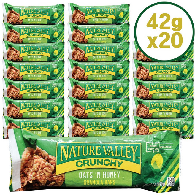 네이처밸리 그래놀라바 오츠앤허니, 20개, 42g