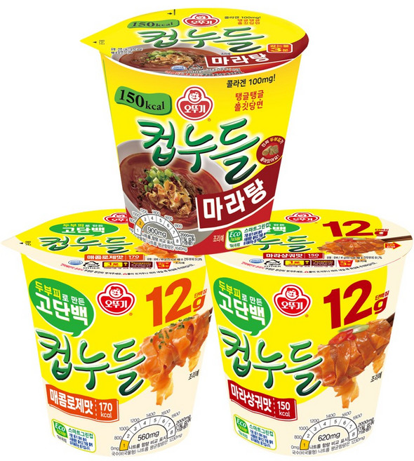 오뚜기 컵누들 마라탕 6개+고단백컵누들 매콤로제맛 6개+고단백컵누들 마라샹궈맛 6개(총 18개), 18개