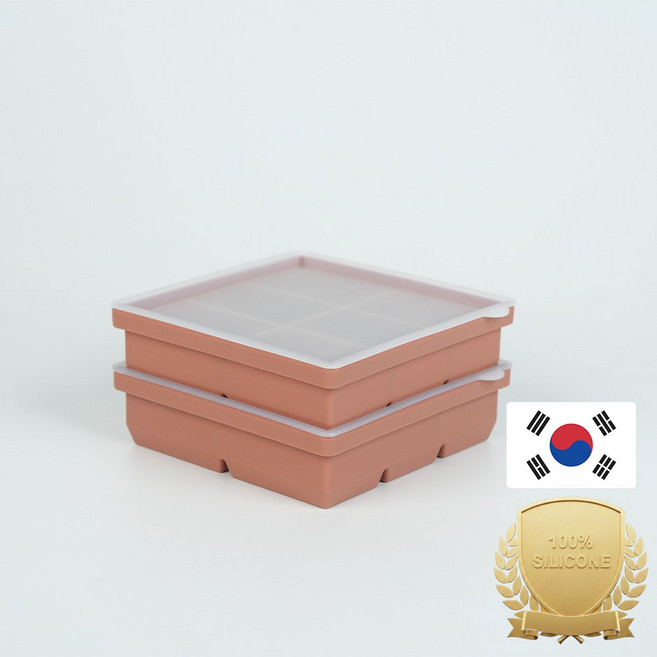 (1+1) 아티즌 쿡 국산 실리콘 얼음틀 아이스트레이 큐브 마늘 보관 용기 세트, 2개, 피치베이지