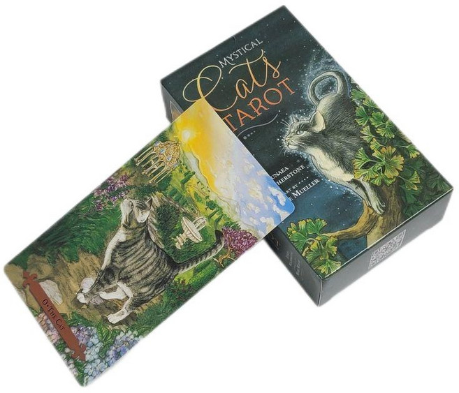 펫타로 동물타로 고양이 타로카드 토끼타로 인어공주 오라클 컬러 운세 점술 휴대용 타로 카드, 신비로운고양이, 1개