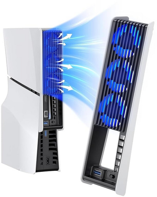 PS5 KIWIHOME PS5 LED USB 5 PS5 PS5 신형 Slim용 냉각 팬 슬림용 냉각 팬 자동 온도, Black/White, 1개