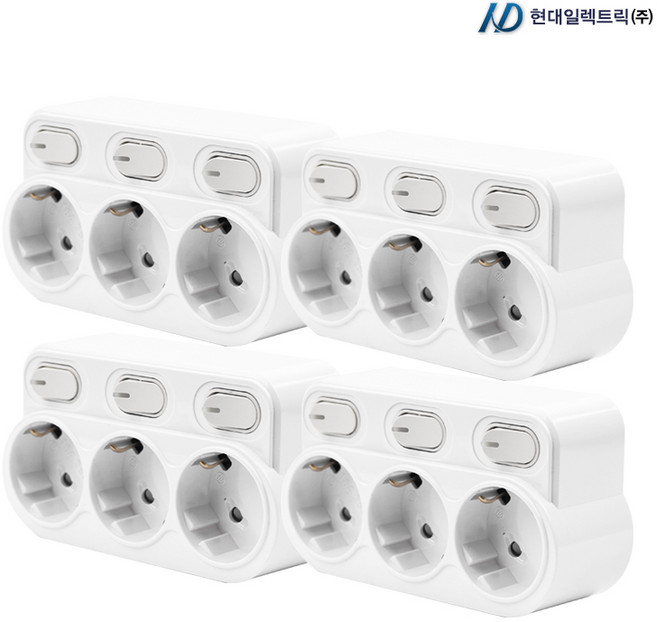 현대일렉트릭 절전형 스위치형 회전멀티탭 개별 3구 HT116, 4개