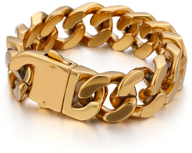 베스틸 20mm 헤비링크 투버튼 체인 남자 크롬 팔찌