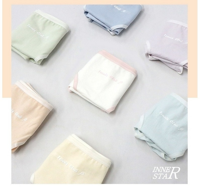 이너스타 소녀감성 고등학생 여자 노라인 편안한 단색 면 팬티 7P
