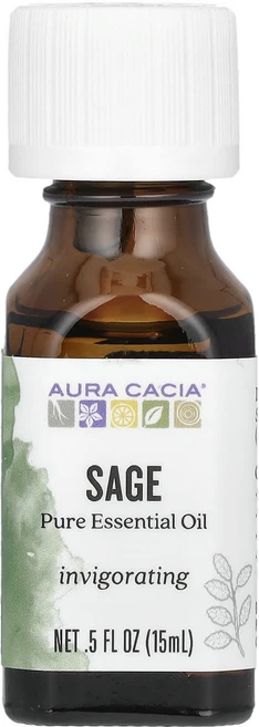 Aura Cacia 순수 에센셜 오일 세이지 15ml(0.5fl oz), AuraCacia순수에센셜오일세이지15ml05floz, 1개, 15ml - 쿠팡