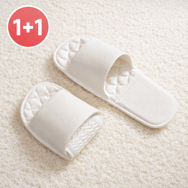퓨어넥스 편안한여행 기내용 호텔용 접이식 슬리퍼 1+1, 1개, 화이트