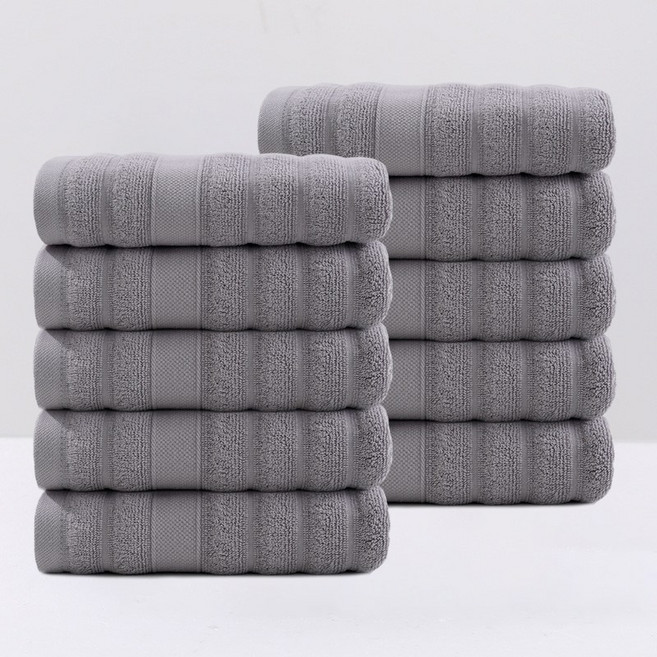 록신 데일리 수건 세면타월 코마사 110g 30수, 10개, 그레이