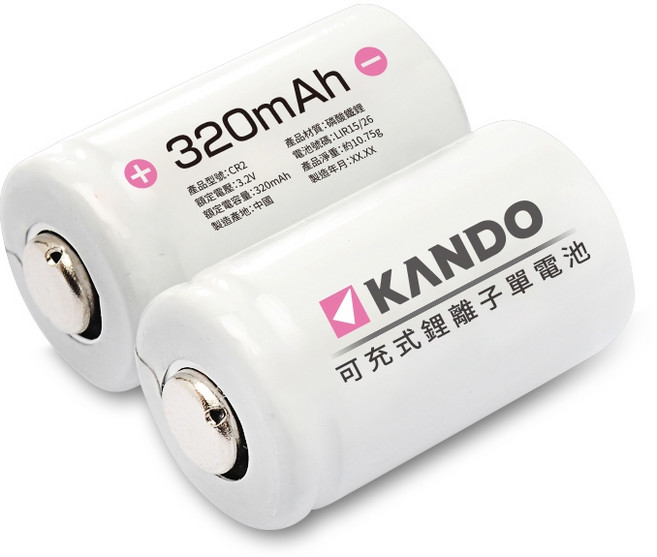 KANDO CR2 電池充電器組 MU-123 RCR2 CR123A 鋰電池充電器 適用於拍立得 測距儀 CR2充電電池 x 2顆, 1個, CR2 充電電池 x 2顆
