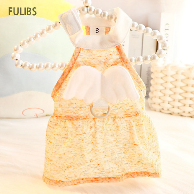 FULIBS 여름 강아지 나시 하네스옷 세트 순면 애견여름옷, 1개, 오렌지