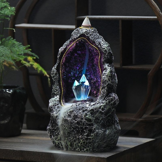 創意水晶溶洞LED燈室內熏香爐裝飾禮品, 1個, 夢幻水晶（送倒流香）