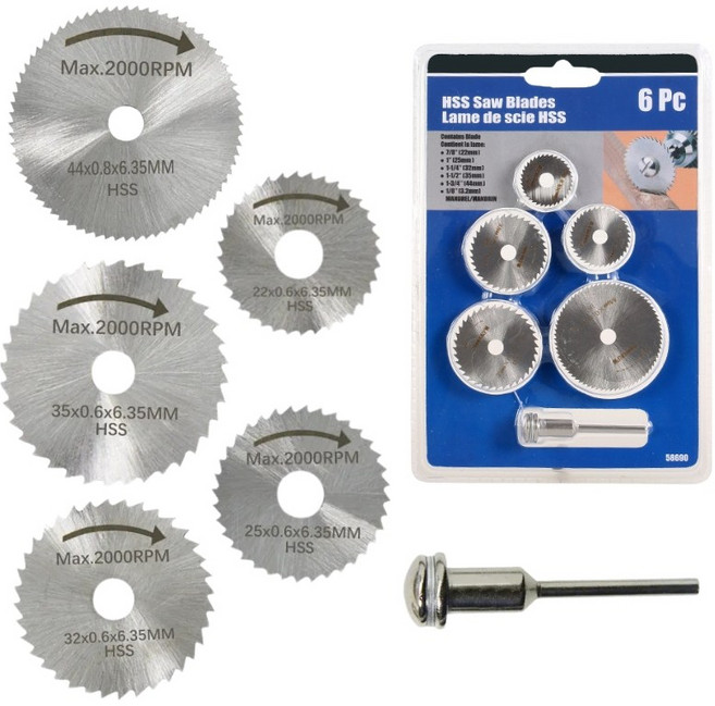 tinduo HSS 고속강 그라인더날 전동드릴용 커팅날 PVC 나무 플라스틱 절단 6개입 세트, 1세트