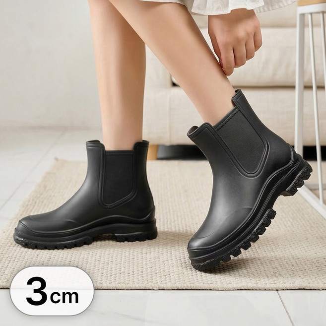 라뷰드 여성 미끄럼 방지 첼시 레인 부츠 비오는 장마 발편한 방수 장화 여름 캐주얼 패션 키높이 통굽 신발 3cm